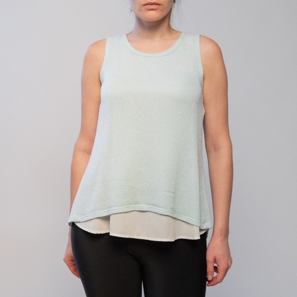 Seafoam and white asymmetrical layered tank top